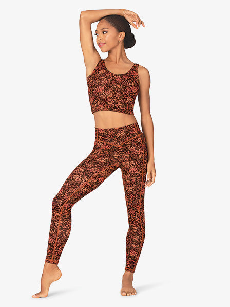Women's floral seamless front bamboo leggings 
