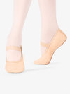 Womens' premium leather pink ballet shoes with full sole for durability and classic style
