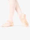 Girls' canvas pink ballet shoes with nylon spandex insert and split sole for enhanced flexibility and comfort