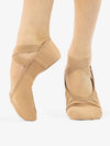 Womens Stretch Canvas Split Sole Tan Ballet Shoes