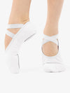 Womens Stretch Canvas Split Sole White Ballet Shoes