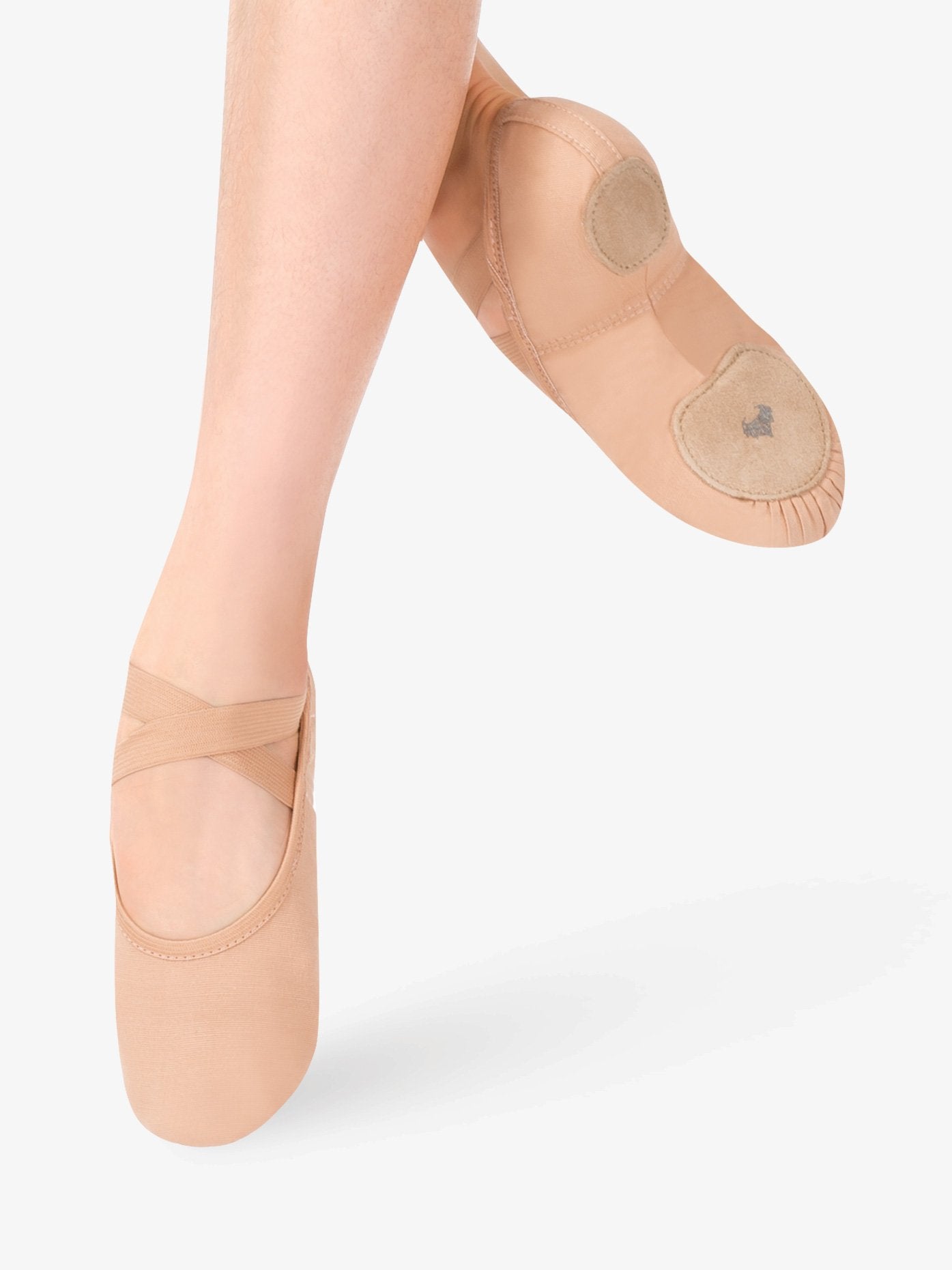 Womens Stretch Canvas Split Sole Tan Ballet Shoes