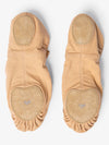 Men's stretch canvas split sole tan ballet slipper