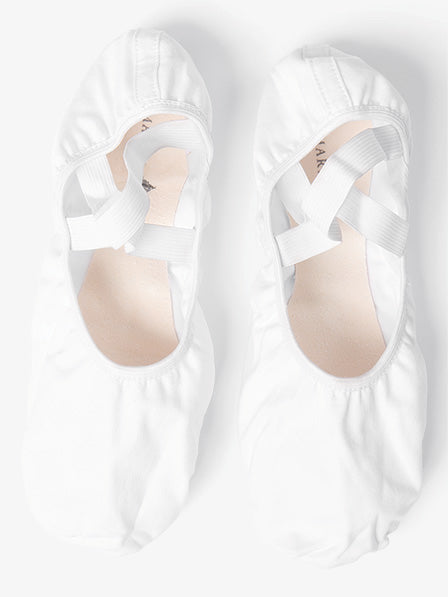 Men's stretch canvas split sole white ballet slipper