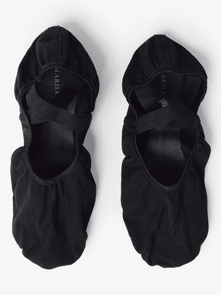 Men's stretch canvas split sole black ballet slipper