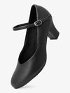 Girls' 1.5" leather black character shoe