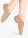 Tan leather jazz shoes for women with neoprene insert