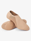 Tan leather jazz shoes for girls with neoprene insert
