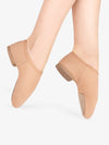 Tan canvas slip-on jazz shoes for women