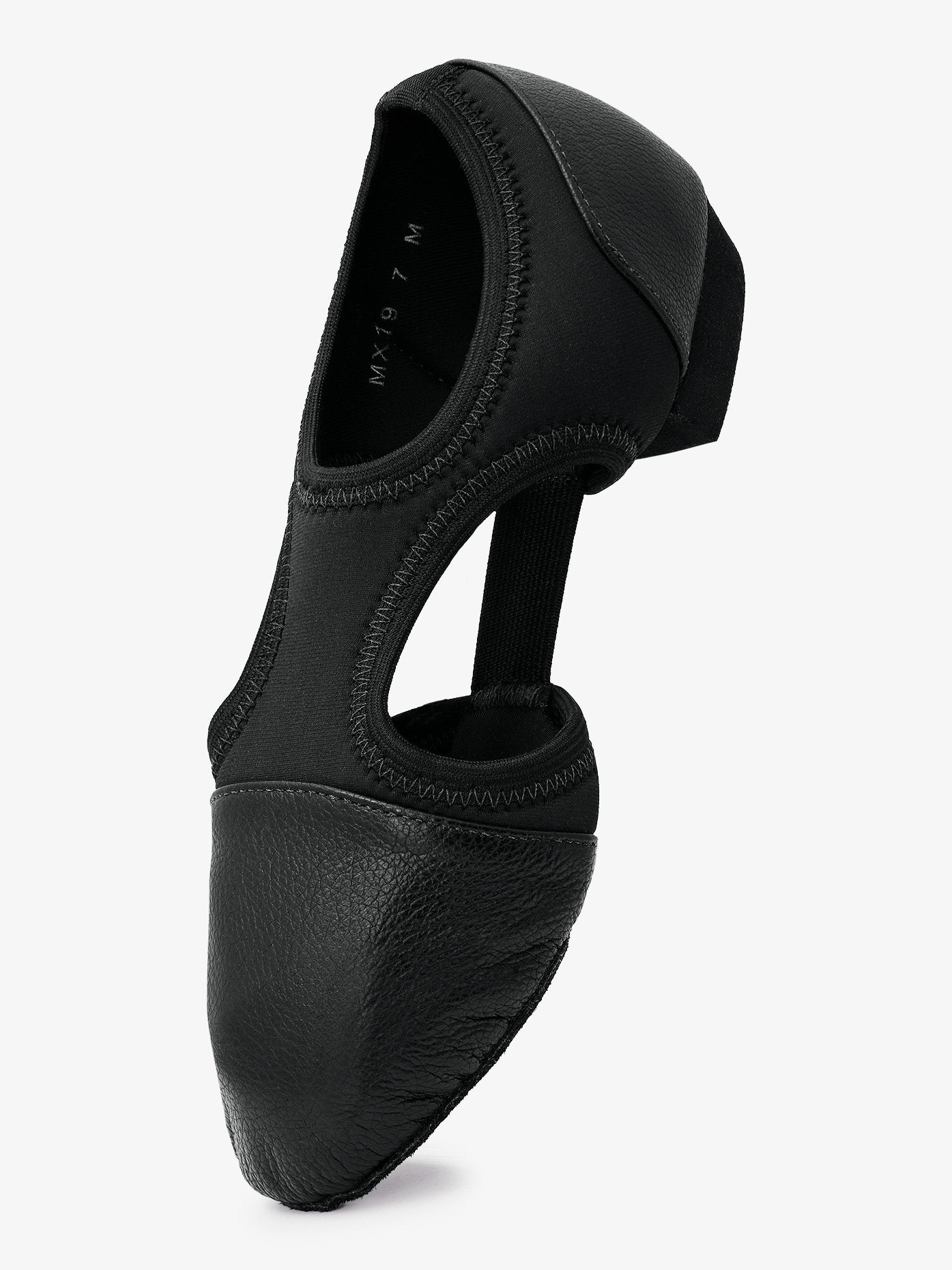 Women's black leather and neoprene modern teaching shoes with comfortable and versatile design