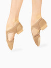 Women's tan leather and neoprene modern teaching shoes with comfortable and versatile design