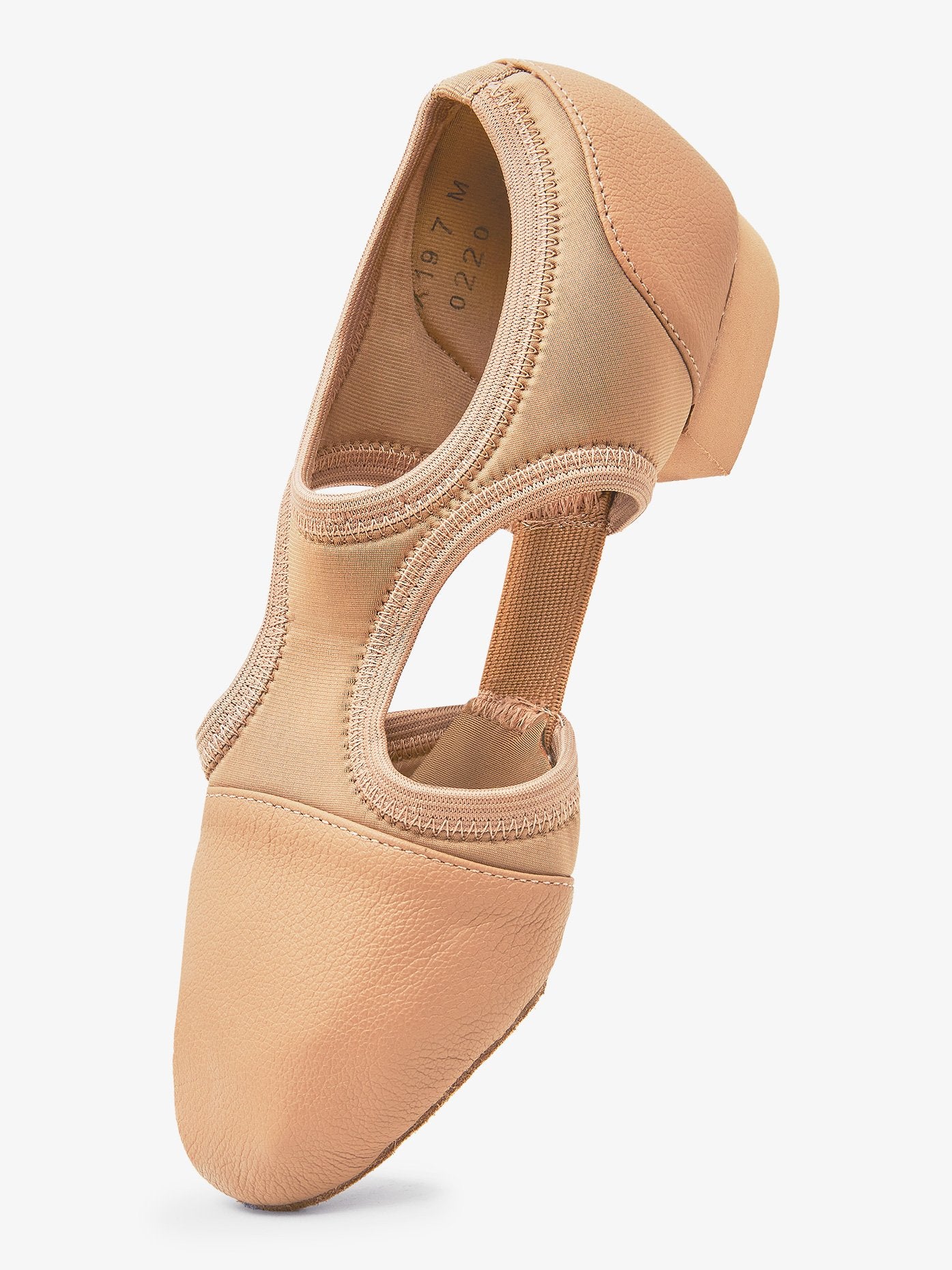 Women's tan leather and neoprene modern teaching shoes with comfortable and versatile design