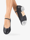 Women's soft leather Mary Jane buckle black tap shoes 