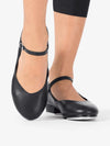 Girls' soft leather Mary Jane buckle black tap shoes with comfortable and classic design