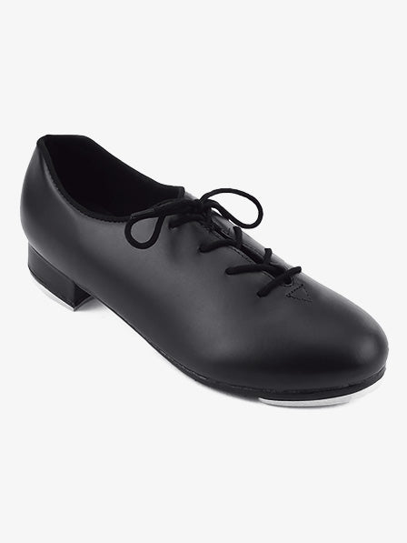 black lace-up leather tap shoe