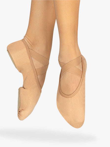 Child True Bare multi-stretch canvas tan ballet slipper with flexible and comfortable fit
