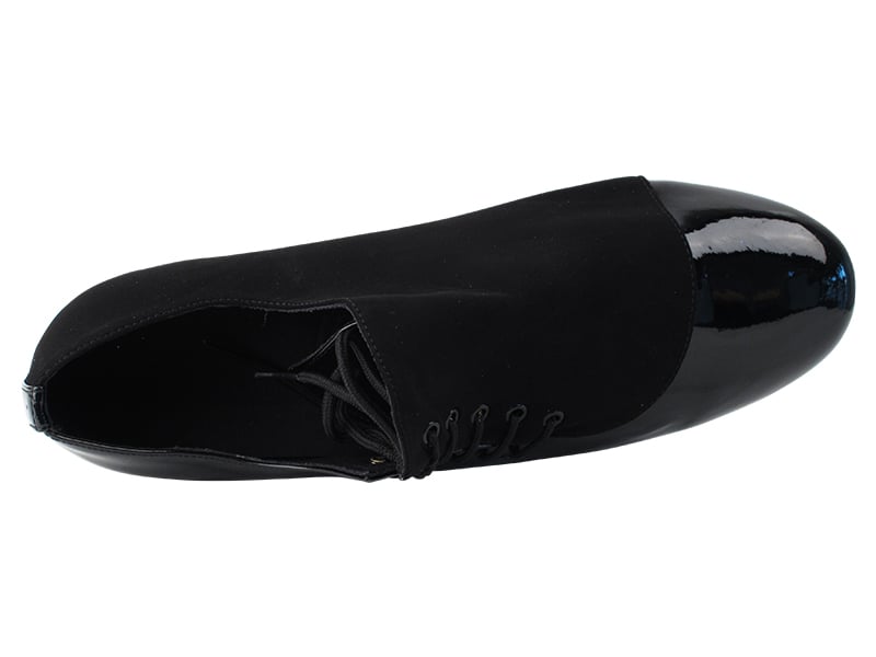 Black Nubuck & Black Patent dance shoes: sleek, stylish footwear