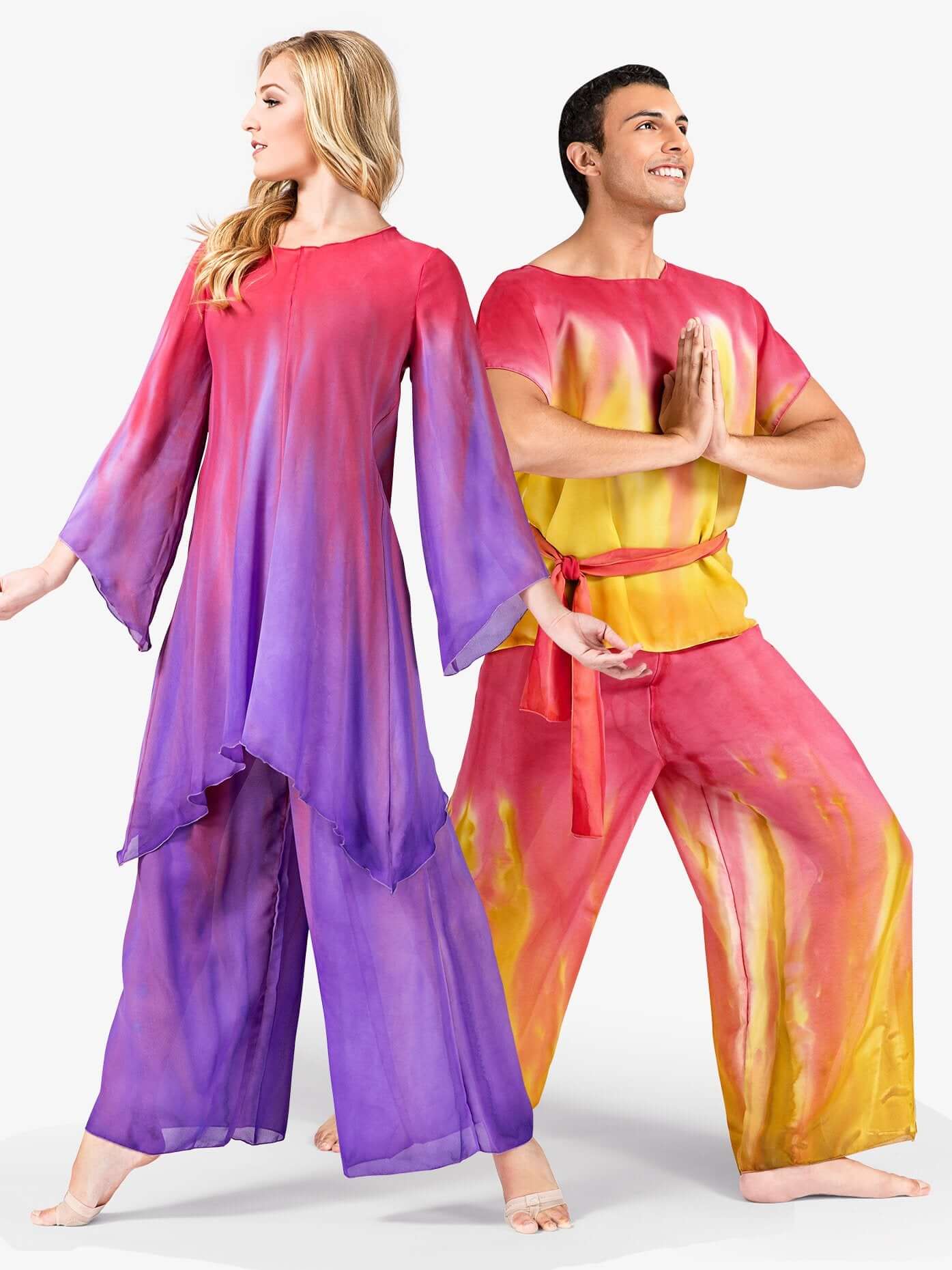 Multicolor adult unisex plus size hand-painted worship palazzo pants