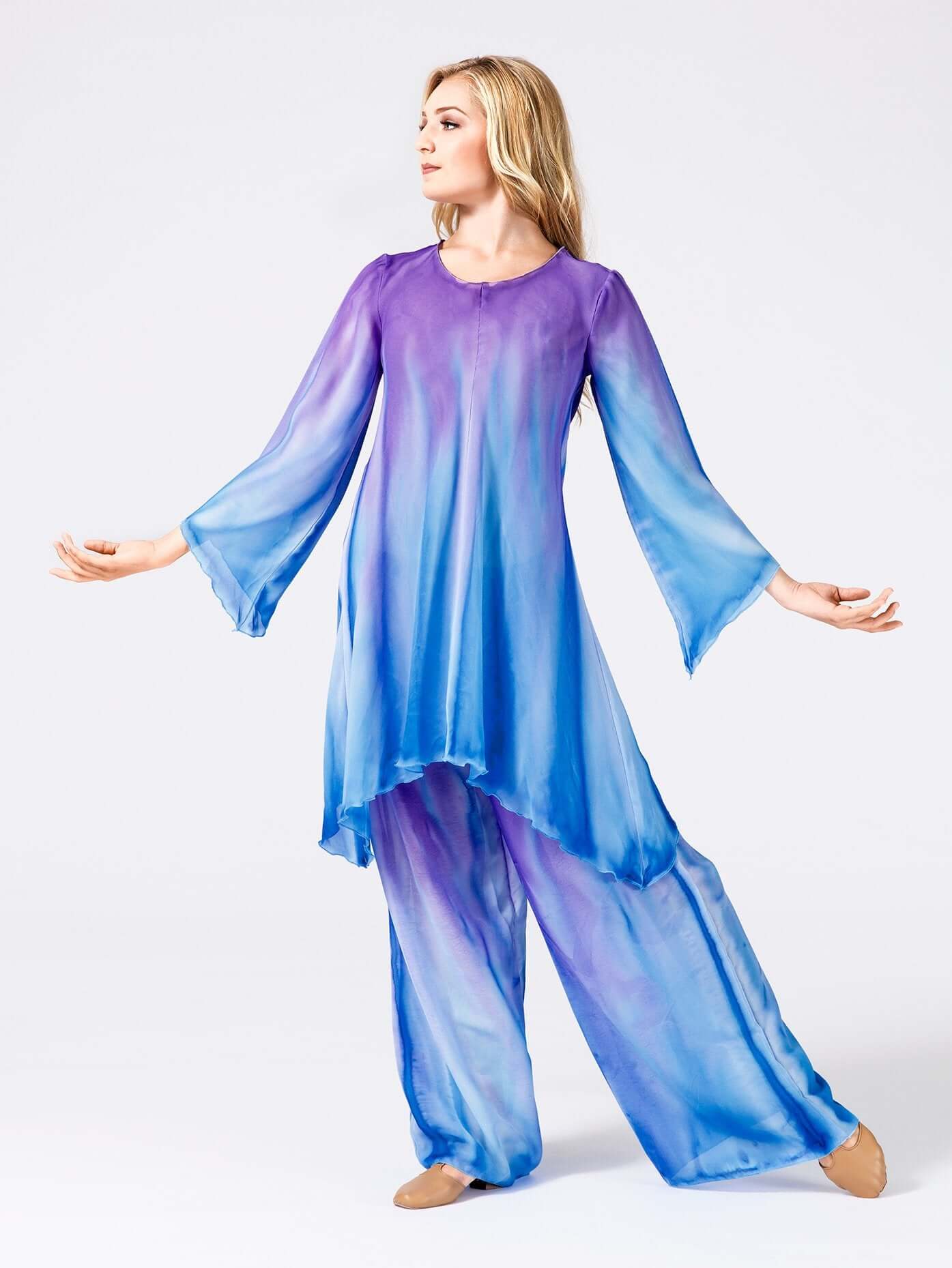 Women's hand-painted multicolor worship long sleeve tunic