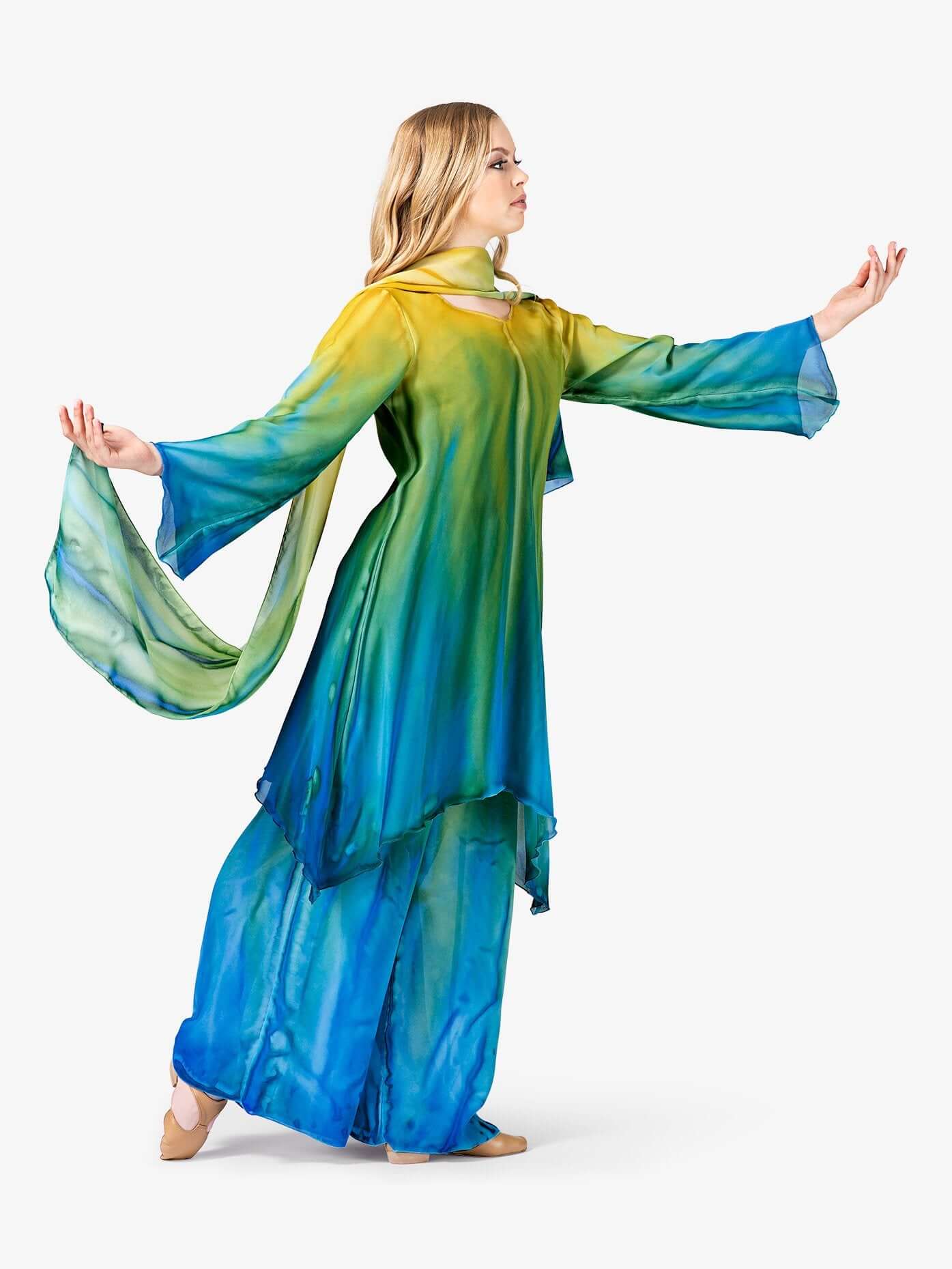 Women's hand-painted multicolor worship long sleeve tunic