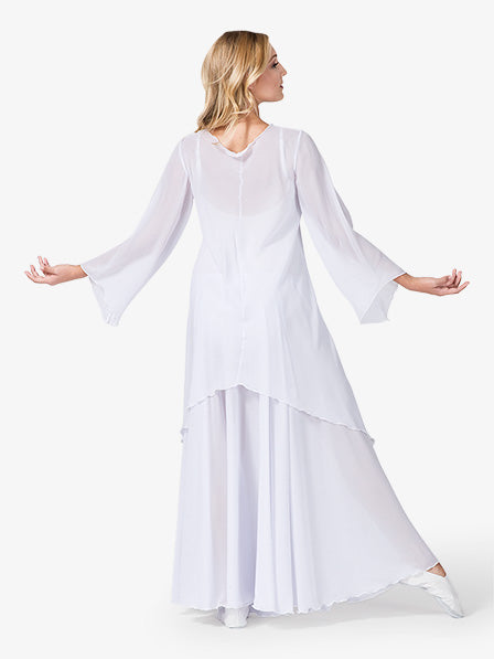 Women's worship long sleeve white tunic