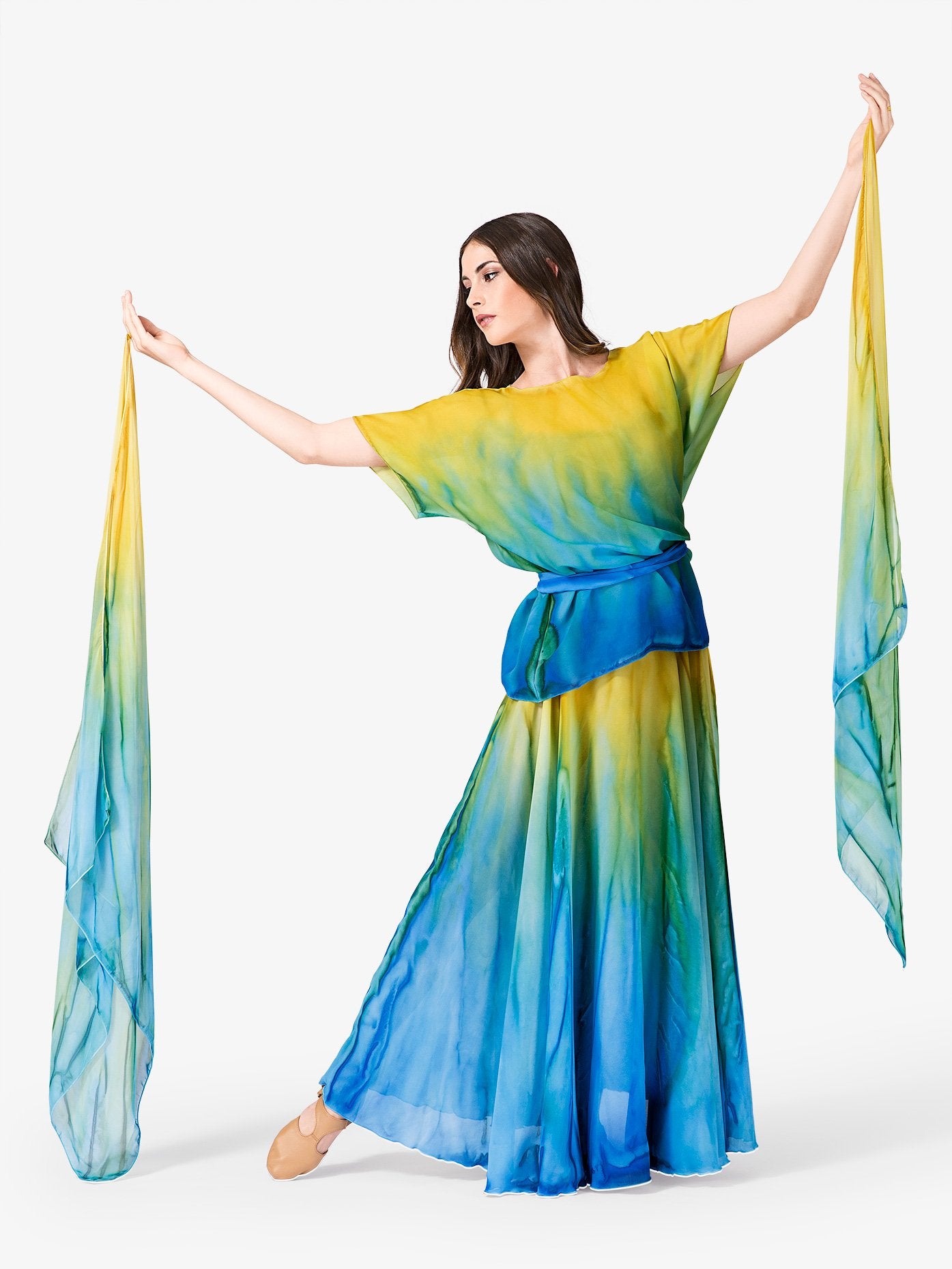 Worship hand-painted finger drape with elastic loop featuring artistic detailing