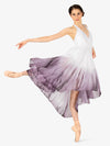 Women's hand-painted purple and white high-low lyrical dress with artistic design