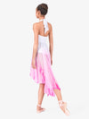 Women's hand-painted pink and white high-low lyrical dress with artistic design