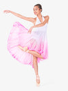 Women's hand-painted pink and white high-low lyrical dress with artistic design