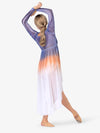 Girl's hand-painted long-sleeve lyrical mesh dress showcasing artistic design