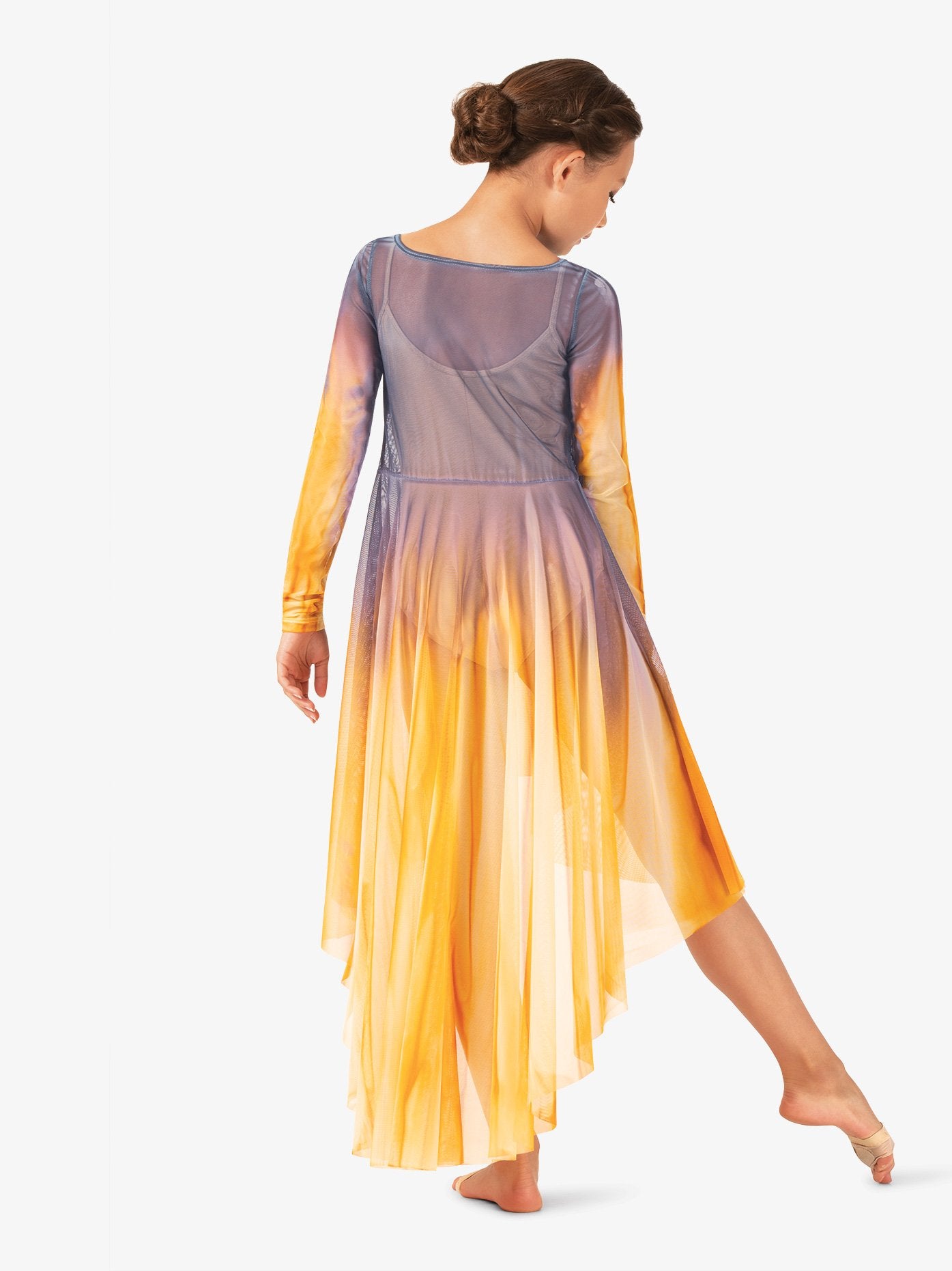 hand-painted long sleeve lyrical mesh dress