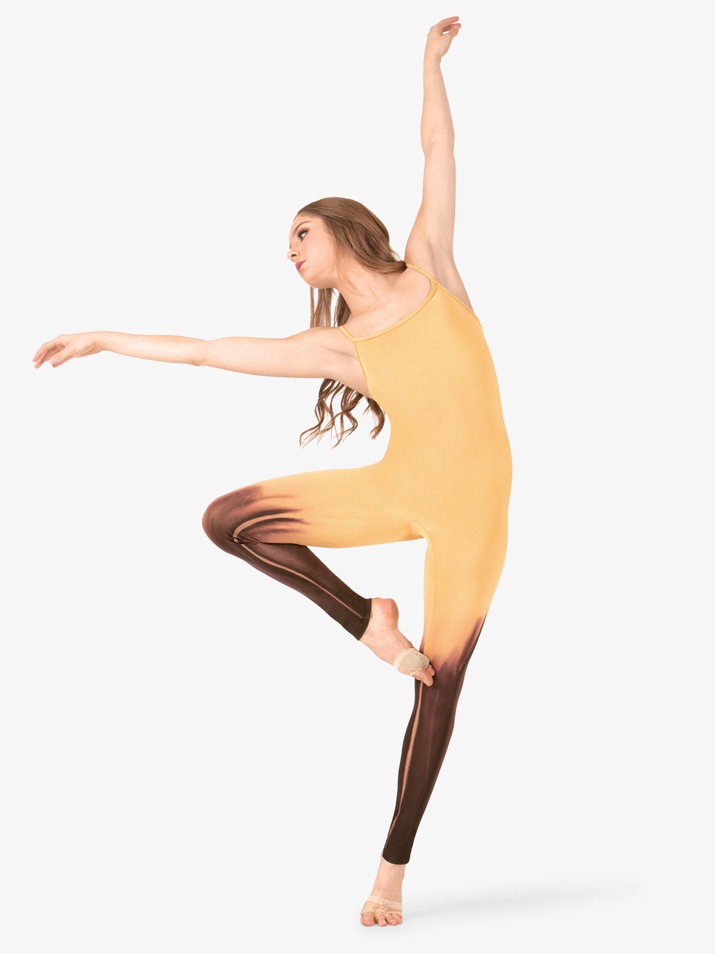 Black and yellow hand-painted camisole unitard for women