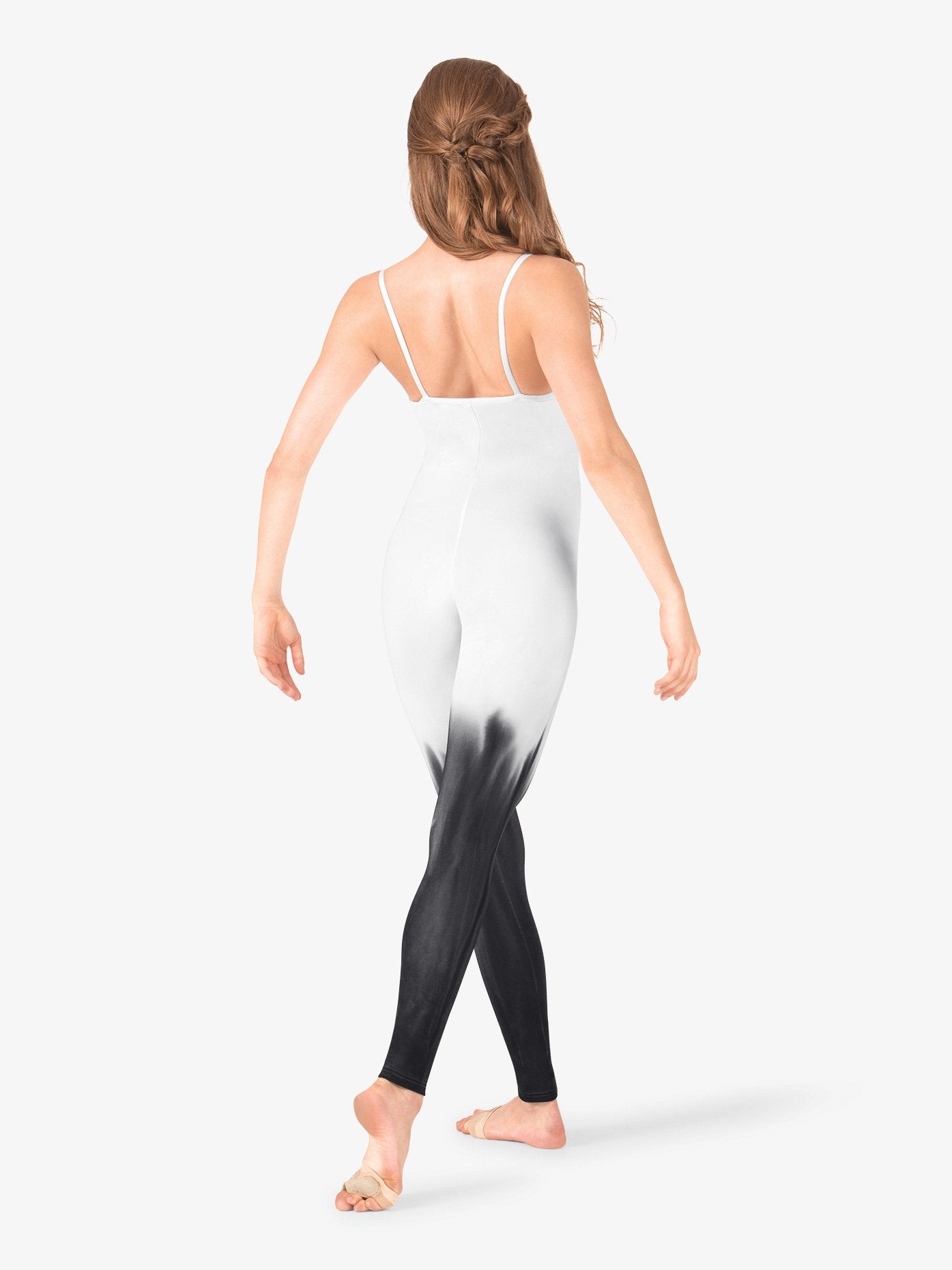 Black and white hand-painted camisole unitard for women