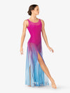 Women's hand-painted long tank mesh lyrical dress with intricate artistic design