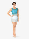 Hand-painted short mesh tank lyrical dress for women