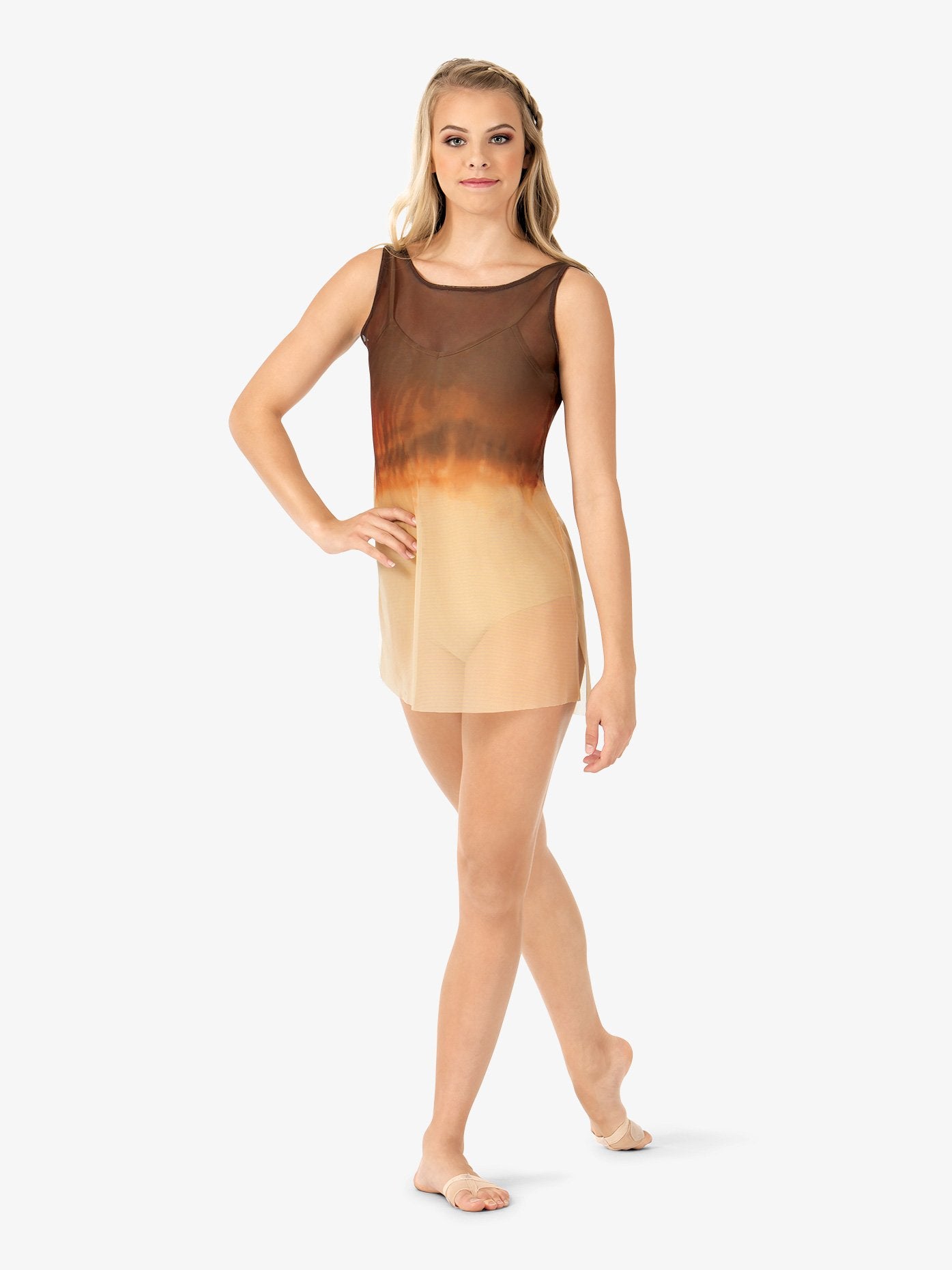 Hand-painted short mesh tank lyrical dress for women