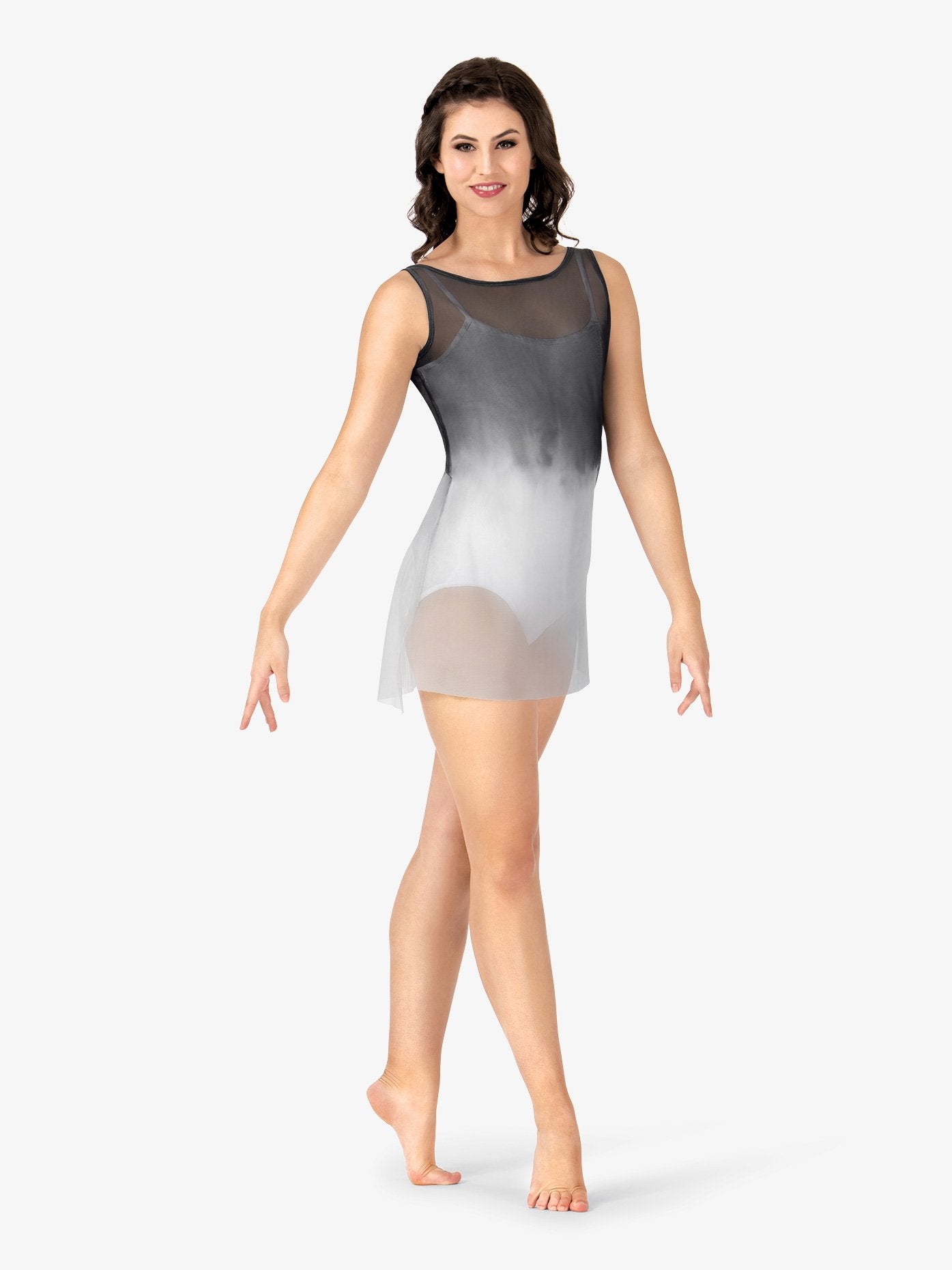 Hand-painted short mesh tank lyrical dress for women