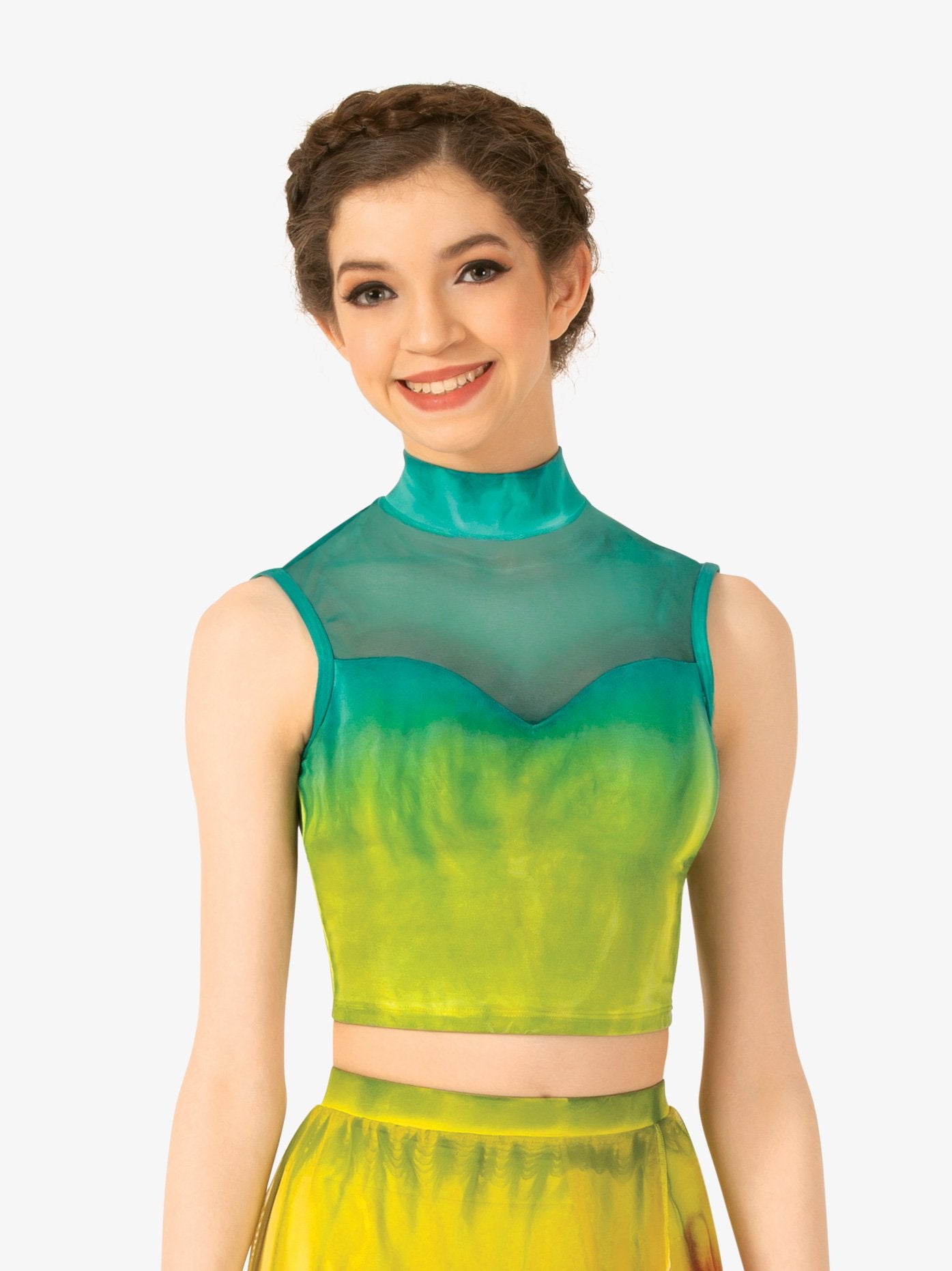 Hand-painted green women's tank dance crop top