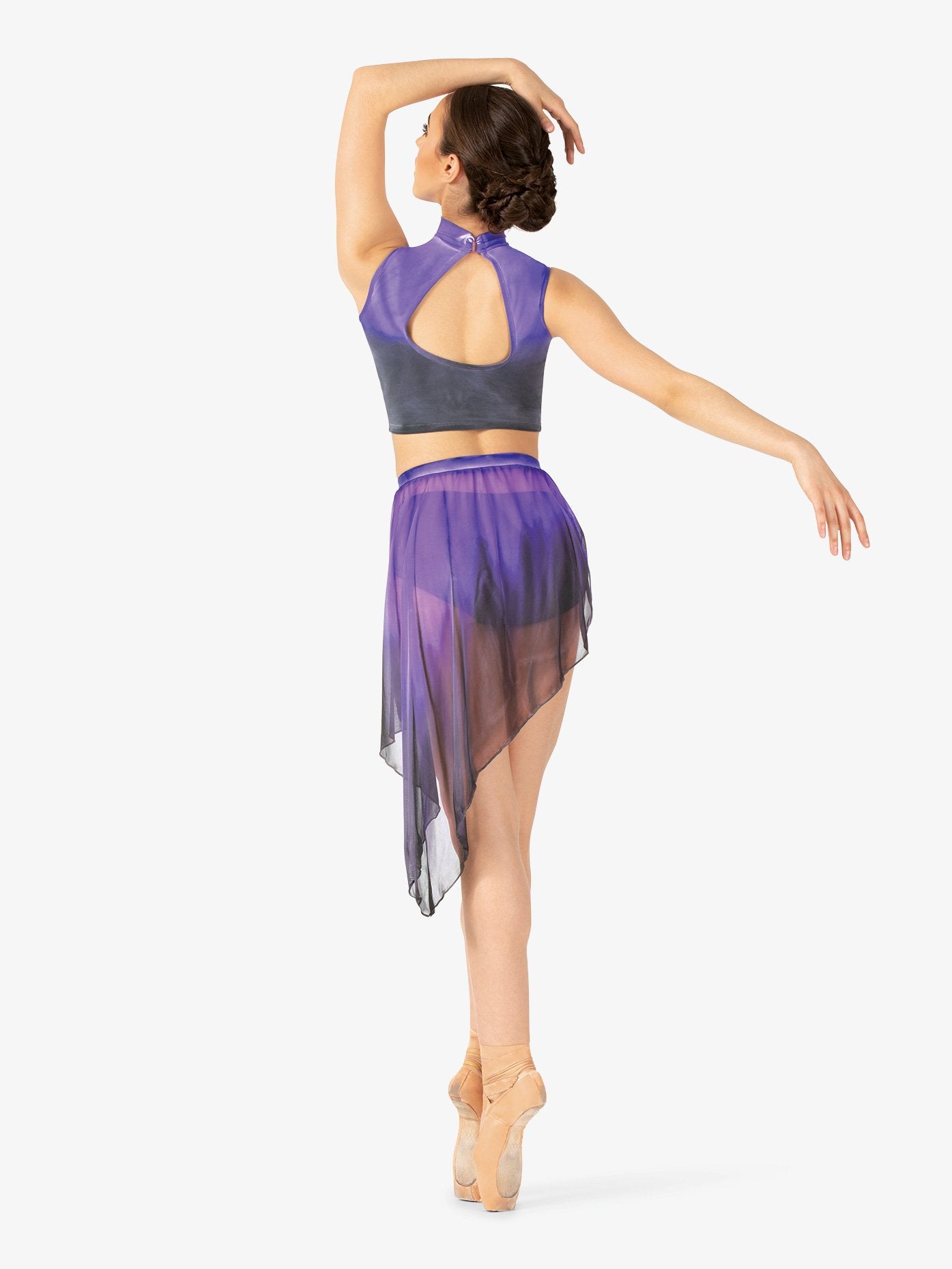 Hand-painted purple and grey women's tank dance crop top