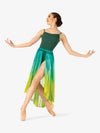 Hand-painted green women's high-low lyrical skirt