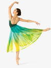 Hand-painted green women's high-low lyrical skirt