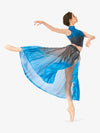 Hand-painted blue women's high-low lyrical skirt