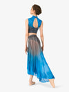 Hand-painted blue women's high-low lyrical skirt