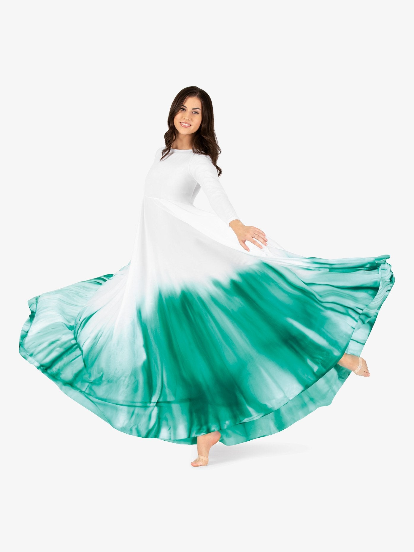 Hand-painted multicolor women's plus size long circle worship dress