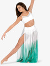 Hand-painted white and green women's long lyrical skirt