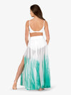 Hand-painted white and green women's long lyrical skirt