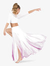 Hand-painted white and pink women's long lyrical skirt