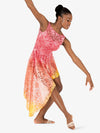 Hand-painted pink and yellow women's lace tank lyrical overdress