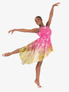 Hand-painted pink and yellow women's lace tank lyrical overdress