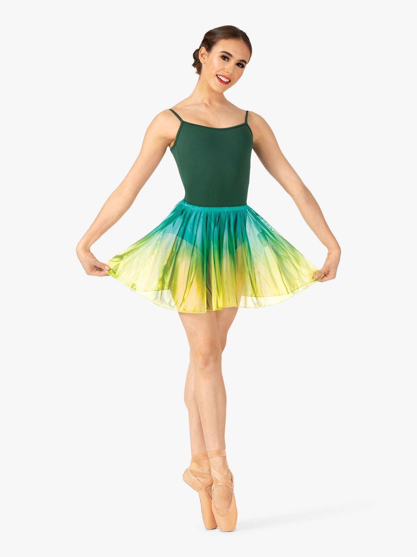 Hand-painted green women's pull-on ballet skirt